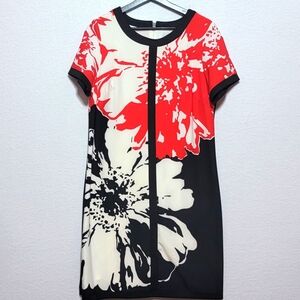 Sandra Darren Floral Print‎ Dress in Red, Black, and White SIZE 12. #660